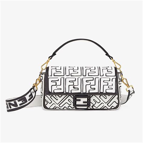 white and black fendi bag|fendi baguette cloth handbag.